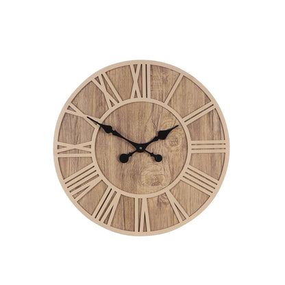 Farmhouse Wooden Wall Clock with Roman Numerals