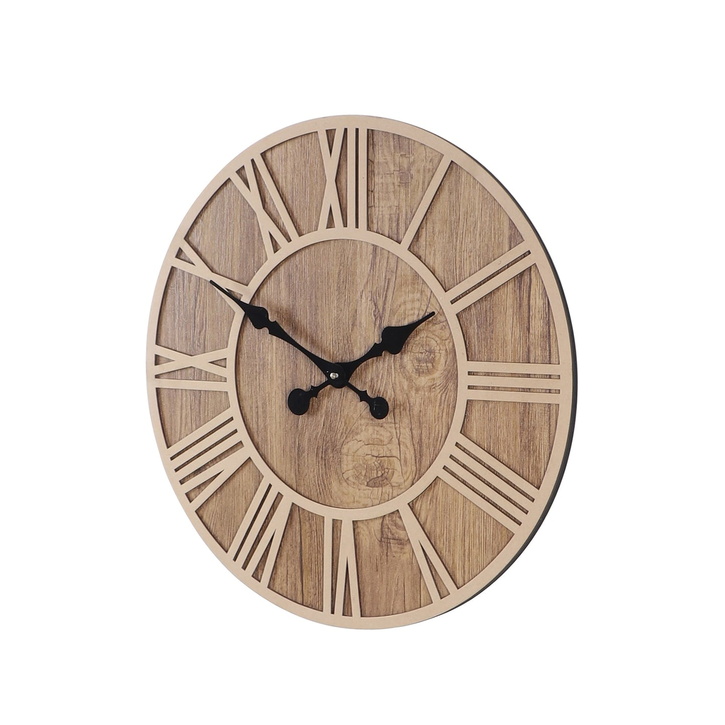 Farmhouse Wooden Wall Clock with Roman Numerals