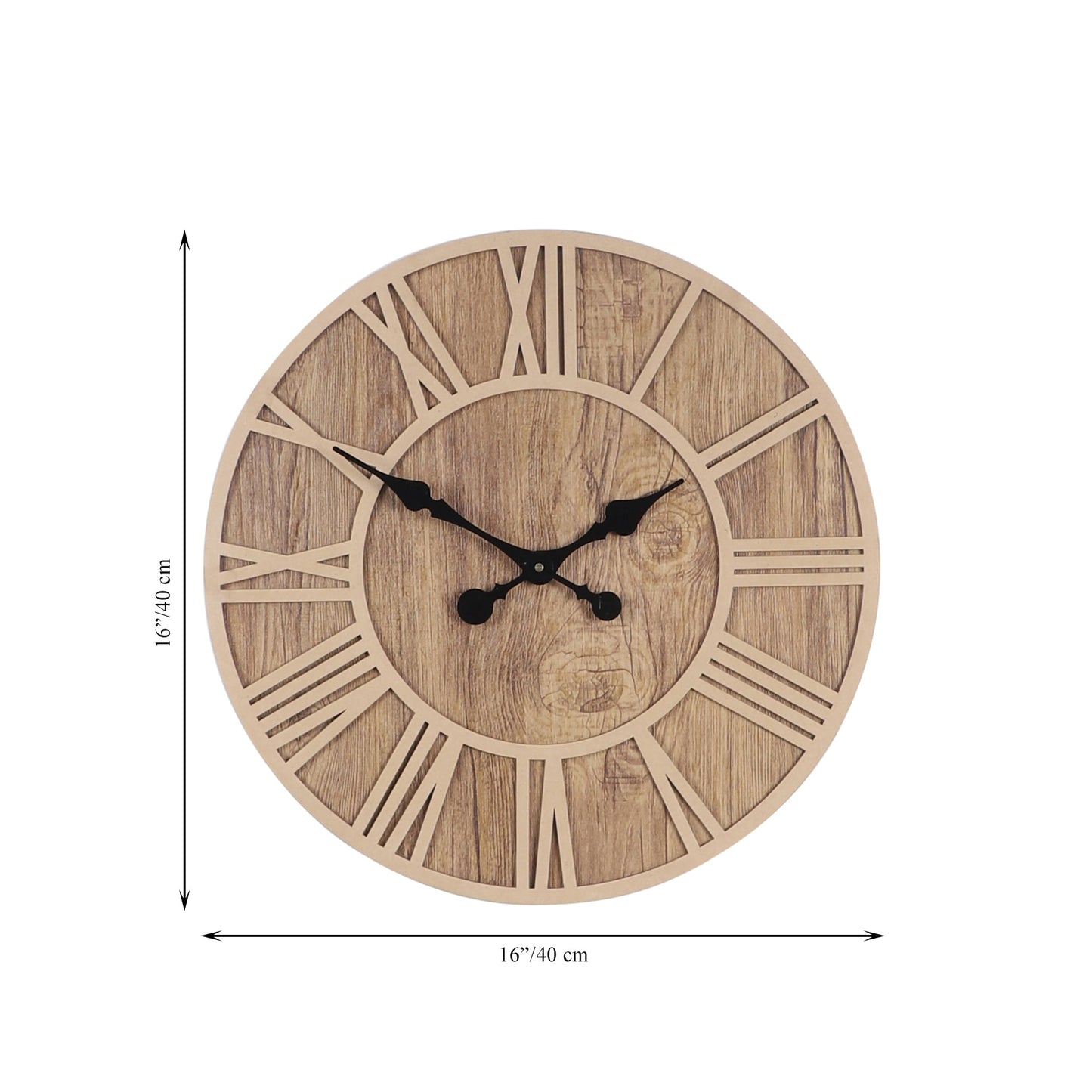 Farmhouse Wooden Wall Clock with Roman Numerals