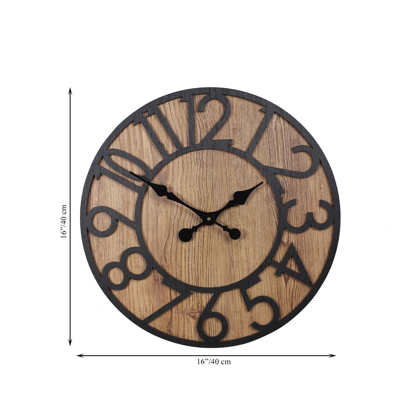 Rustic Wooden Wall Clock with Metal Accents