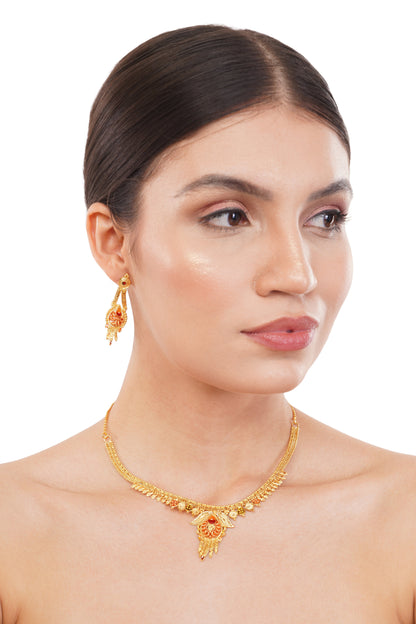 1Gm Gold Rani Haar Necklace and Earring Set