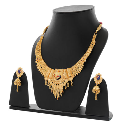 Intricate 1Gm Gold Necklace and Earring Set