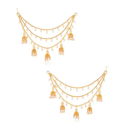 Gold 1Gm Plated Filigree Triple Layer Earrings Set