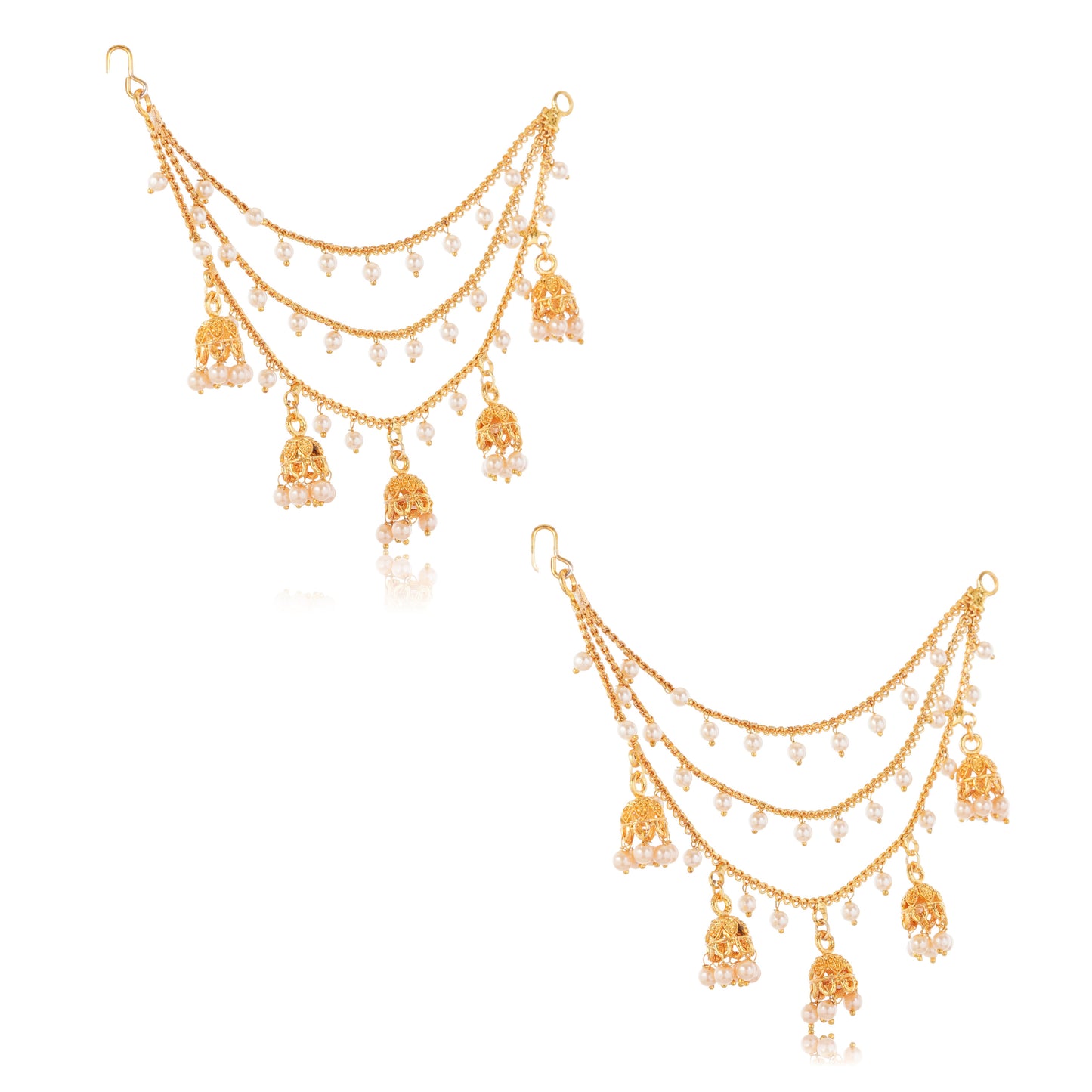 Gold 1Gm Plated Filigree Triple Layer Earrings Set