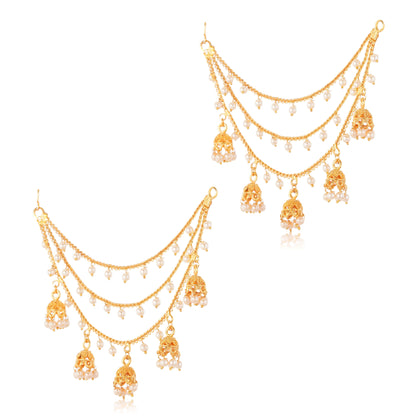 Gold 1Gm Plated Filigree Triple Layer Earrings Set